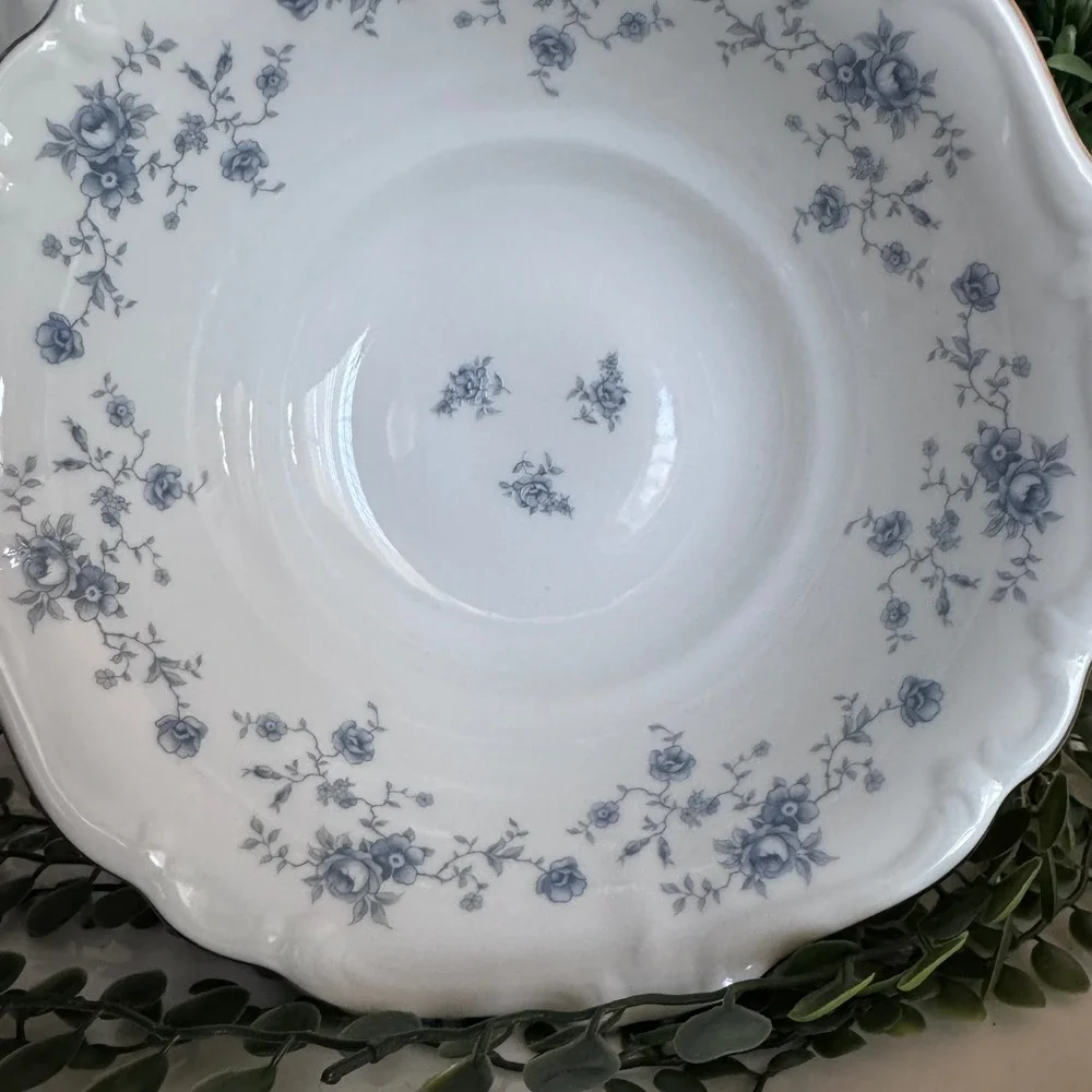 Johann Haviland Blue Garland Serving Bowl Scalloped Gold Trim Fine China 8.25in